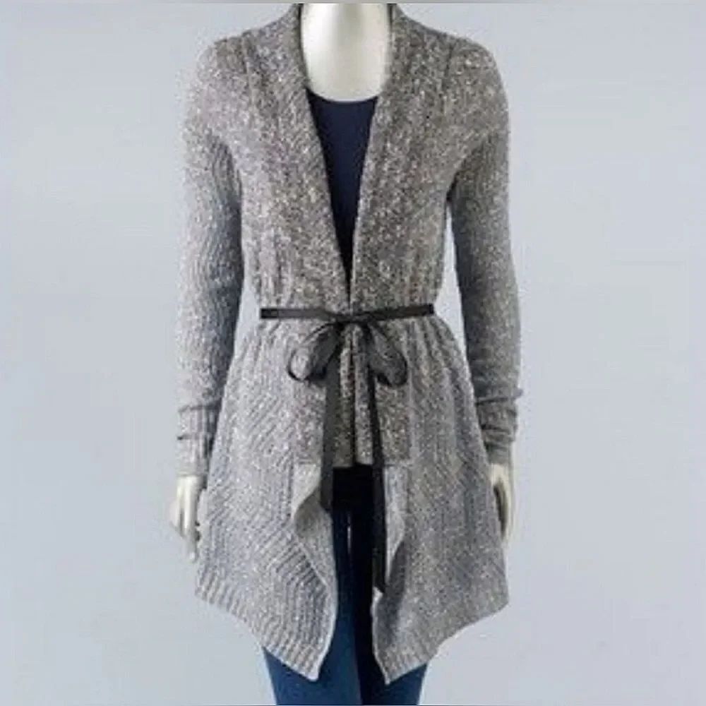 Simply Vera Vera Wang Black Ombre Waterfall Boucle Cardigan
